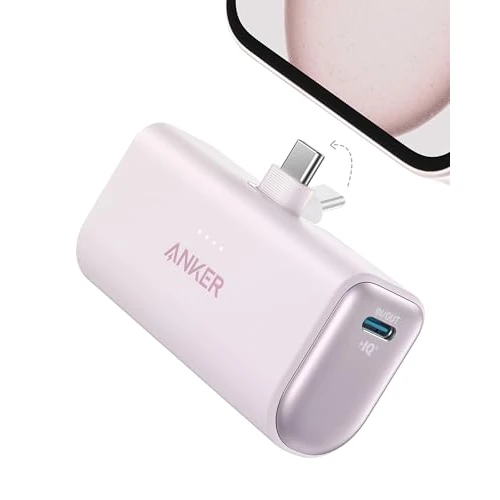 Offerta a tempo: Anker Nano Power Bank 5000 mAh 22,5 W, Ricarica Rapida, Connettore USB C Pieghevole Integrato, Compatibile con iPhone 17 Pro Max/Serie 16-12, Samsung S25 Ultra, Huawei, iPad e Molto Altro(Lavanda) - 23% da 26.99 € a 20.89 €