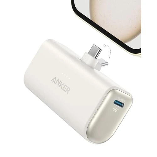 Offerta a tempo: Anker Nano Power Bank 5000 mAh 22,5 W, Ricarica Rapida Connettore USB C Pieghevole Integrato, Compatibile con iPhone 17 Pro Max/Serie 16-12, Samsung S25 Ultra, Huawei, iPad e Molto Altro(Bianco) - 34% da 29.99 € a 19.79 €