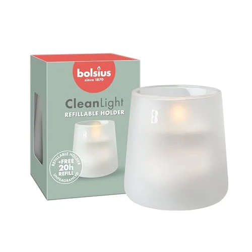 Offerta a tempo: Bolsius - CleanLight Zero Starter Kit - Candela ricaricabile senza profumo - Supporto e ricarica senza profumo - Bianco satinato - Durata 20 ore - Cera vegetale naturale - Senza olio di palma - 0.00% da 9.99 € a 9.99 €