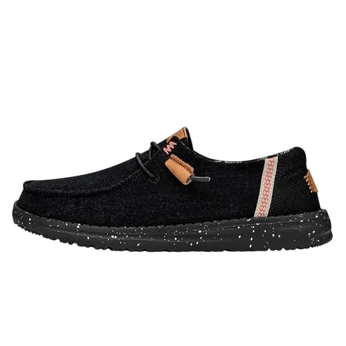 Tijdelijke aanbieding: HEYDUDE Dames Wendy Washed Canvas - Casual Slip-On Flat Shoes -Mocassin-stijl- Zwart, 42 EU van 61.94 € naar 61.94 € (0.00% korting)