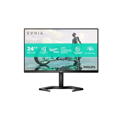 Offerta a tempo: PHILIPS Evnia Gaming Monitor 24M1N3200ZS/00 24" IPS full HD 1920 x 1080, 165 Hz, 1 ms, Tecnologia AMD FreeSync Premium, low input lag, 2 hdmi e Display Port, Nero, Vesa - 27% da 118.13 € a 86.02 €