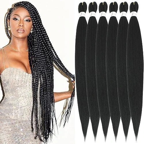 Offerta a tempo: Xusuperb Extension Capelli per Treccine Africane Nero 30 Pollici Lunghe Kanekalon Easy Braids Extensions Nere 6 Confezioni Extension Capelli Sintetici per Trecce Black Braiding Hair Pre Stretched(1B) - 0.00% da 21.99 € a 21.99 €