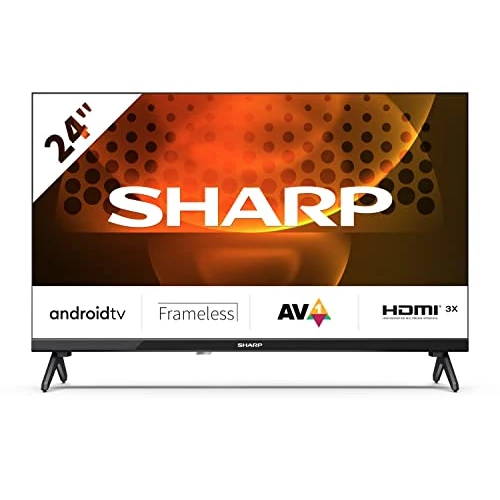 Sharp 24FH6EA 24 inch LED Smart TV, Frameless, HD Ready Android 11, DVB-T2/S2, WLAN, 3xHDMI 2.1, 2xUSB, geïntegreerde Chromecast, Dolby Digital Plus, DolbyAC-4, zwart