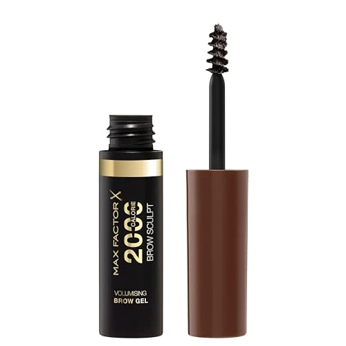 Max Factor 2000 Calorie Gel per sopracciglia, a lunga tenuta, sopracciglia più folte e voluminose, waterproof, non sbava, modella e accentua, 5 tonalità, 004 Black Brown, 4,5 ml