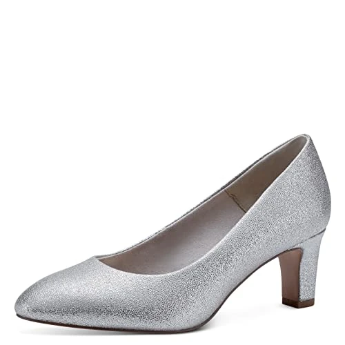 Tamaris Escarpins à Talon Bloc pour Femme, Silver Glam, 42 EU