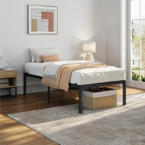 Offerta a tempo: Yaheetech Struttura Letto Singolo Metallo per Materasso 90 x 200 cm Nero - 17% da 62.99 € a 51.98 €
