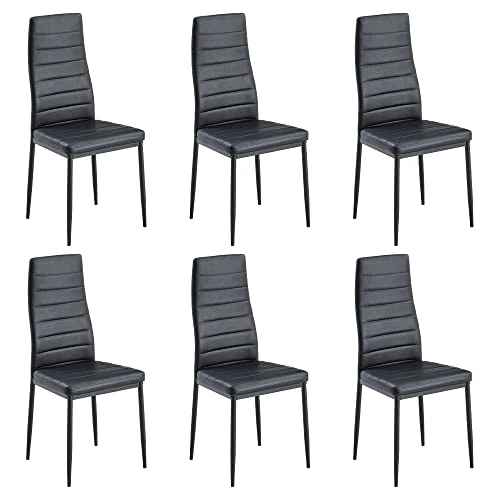 Limited offer: Stanew Set of 6 Modern Dining Chairs, Kitchen Chair Leather with Metal Legs and Foot Pads,Thick Padded Seats,Backrest Set.(Black and White Patchworky,6 Chairs) from 119.99 EUR to 119.99 EUR (save 0%)