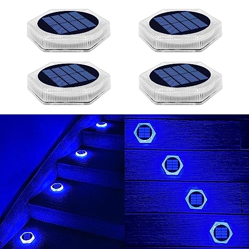 Limited-time offer: YiLaie Solar Garden Light, IP68 Waterproof Auto On/Off Solar Ground Light, Solar Stair Lamp for Stairs Sidewalk, Blue Light (4 Pack) from 30.48 GBP to 30.48 GBP (save 0%)
