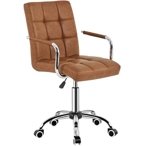 Offerta a tempo: Yaheetech Sedia Ufficio con Rotelle Altezza Regolabile Marrone Vintage - 18% da 82.99 € a 67.99 €