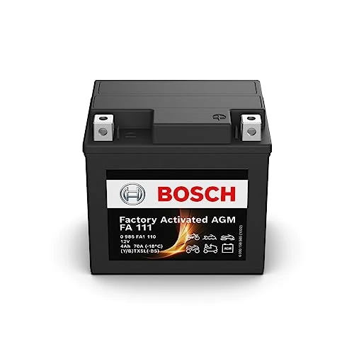 Offre limitée : Bosch FA111 - Batterie moto AGM - 12V 70A 4Ah - Adaptée aux motos, mobilettes, enduros, scooters, quads, jet skis - Compatible M6004, BTX5L-BS, BTX5L de 36.50 EUR à 33.58 EUR (remise 8%)