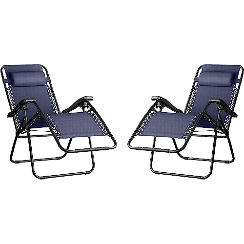 Oferta limitada: GOVITA - Tumbona de jardín con portavasos y reposacabezas ajustable, silla plegable Zero Gravity de exterior, sillón relajante, carga máxima 120 kg (2) de 109.99 € a 109.99 € (ahorro 0.00%)
