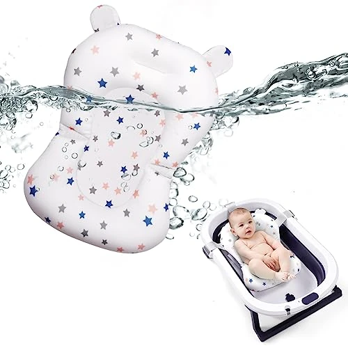 Offerta a tempo: Aolso Cuscino Bagnetto Neonato, Galleggiante Tappetino da Bagno Per Bambini, Riduttore Vaschetta Bagnetto Confortevole, Supporto Pieghevole Per Vasca da Bagno con Cuscino per Bambini - 0.00% da 20.99 € a 20.99 €