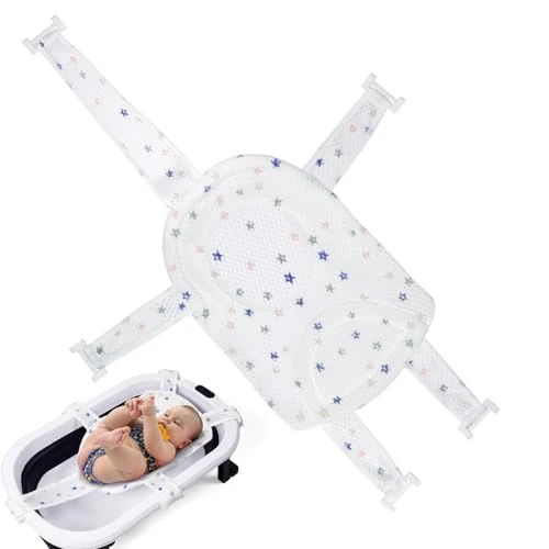 Offerta a tempo: Aolso Cuscino Bagnetto Neonato, Galleggiante Tappetino da Bagno Per Bambini, Riduttore Vaschetta Bagnetto Confortevole, Supporto Pieghevole Per Vasca da Bagno (Stella) - 6% da 15.99 € a 14.99 €