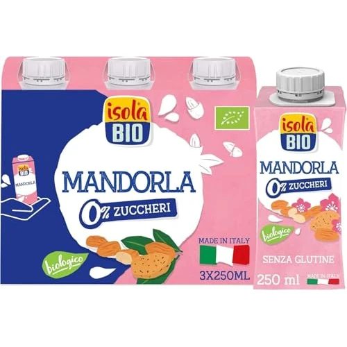 Offerta a tempo: Isola Bio Mandorla On-The-Go Bevanda Vegetale Biologica Multipack, Pratica e Facile da Bere, 100% Ingredienti Naturali, Senza Zuccheri, per Vegani e Vegetariani, Formato 3x250ml - 42% da 14.13 € a 8.13 €