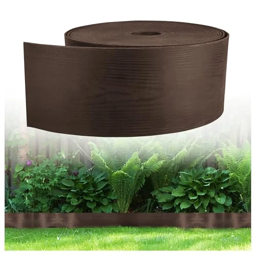 Limited offer: Flexible Lawn Edging Wood Look Plastic 10 m Length 8 cm Height Brown from 24.95 USD to 22.45 USD (save 10%)