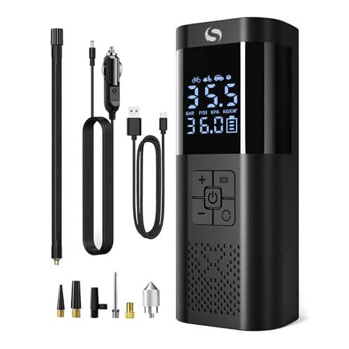 Elektrische Luftpumpe, Tragbar Mini Kompressor mit Manometer