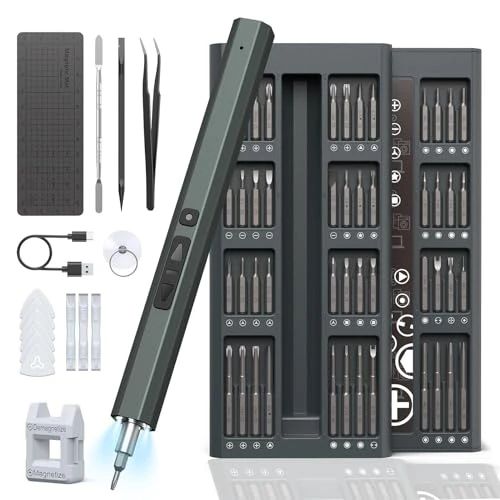Hancaner mini wkrętak elektryczny, 82 w 1, magnetyczny precyzyjny zestaw wkrętaków z baterią 350 mAh, diody LED, do laptopa, komputera, telefonu, aparatu, zegarków