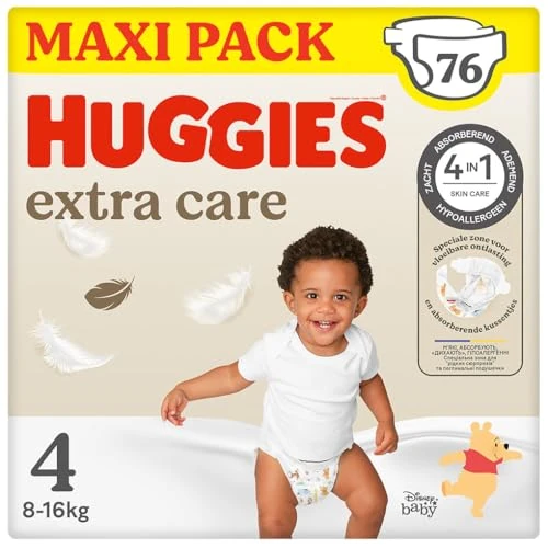 Offerta a tempo: Huggies Extra Care - Pannolini per neonati, motivo: Disney, taglia 4 (8-14 kg), 2 confezioni da 38 pannolini, 76 pannolini con cuscinetti extra morbidi che si prendono cura della pelle del bambino - 0.0% da 33.45 € a 33.45 €