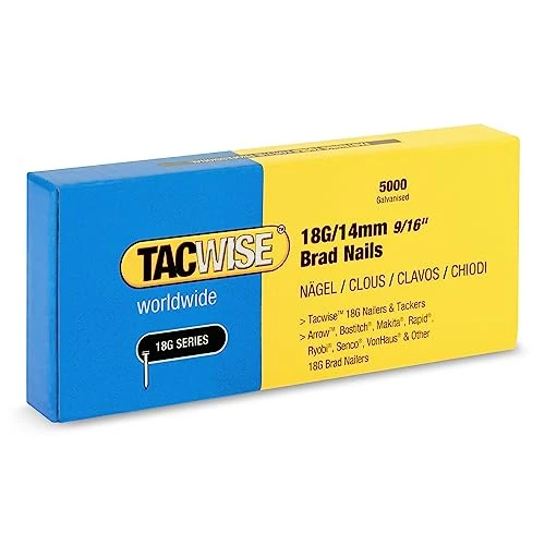 Offre limitée : Tacwise 1724 Clous de Finition Brad Galvanisés 18G / 14 mm, Lot de 5000 de 9.88 € à 9.40 € (5% de remise)