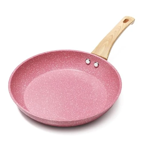 Offerta a tempo: Innerwell Padella Antiaderente 20 cm, Padelle Induzione, Rivestimento Antiaderente Granito Professionale, Padella Omelette Ceramica, Senza PFOA, Atossica, Lavabile Forno, Lavastoviglie, Rosa - 45% da 26.99 € a 14.94 €