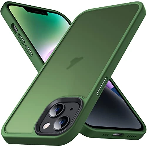 Anqrp Zero Seriesr Coque de Protection Compatible avec iPhone 14 Plus, Coque de Protection Mate et Minimaliste, de qualité Militaire, pour iPhone 14 Plus, en Silicone Liquide de 6,7", Vert foncé