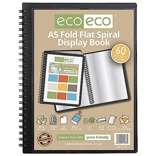 Limited offer: eco-eco A5 50% Recycled 60 Pocket Fold Flat Spiral Bound Display Book, eco138 from 10.60 EUR to 10.03 EUR (save 5%)