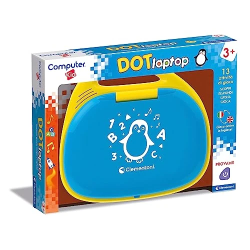 Oferta ograniczona: Clementoni Kid DOT Elektroniczna Gra Edukacyjna, Komputer, Laptop 3 Lata, Technologia Dzieci, Przenośny, Baterie W zestawie, Kolor Włoski, 16425 z 152.36 EUR na 152.36 EUR (znizka 0%)