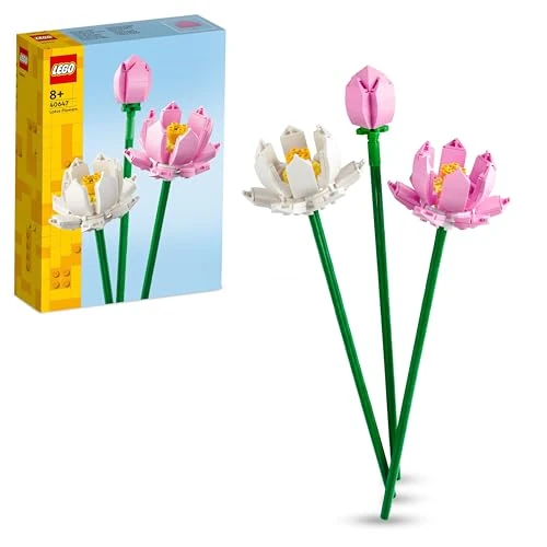 LEGO Botanicals Lotusbloemen, Boeket Bouwpakket voor Meisjes en Jongens, Bouw 3 Kunstbloemen om Tentoon te Stellen als Woonaccessoire of Bureau Accessoire, Cadeau-Idee 40647