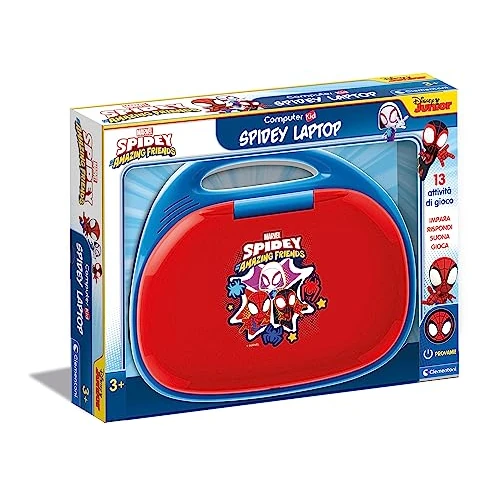 Clementoni - Spidey Laptop, Gioco Educativo Parlante Bambini 3+ Anni, Schermo LED e 13 Attività Interattive in Italiano e Inglese, Impara Lettere, Numeri e Parole, Sviluppa le Abilità Cognitive, 16454