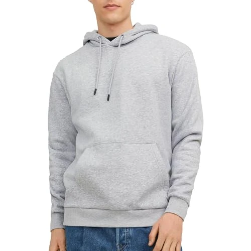 Offerta a tempo: JACK & JONES Felpa con Cappuccio Uomo, Grigio Chiaro, S - 37% da 29.99 € a 19.03 €