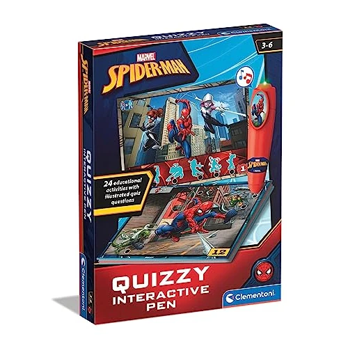 Clementoni - 16452 - Sapientino Quizzy Marvel Spiderman - Schede Educative e Penna Interattiva, Gioco Educativo 3 Anni, Elettronico Parlante, Made in Italy