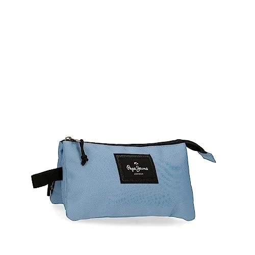 Pepe Jeans Aris Federmäppchen, dreifach, Blau, 22 x 12 x 5 cm, Polyester, blau, Talla única, Dreifach-Etui