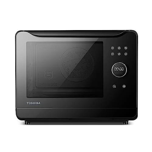 TOSHIBA MS2-TQ20SE(BK) 6-in-1 stoomoven, kleine oven met convectie van 1500 W, combineert 2250 W, 40 automatische programma's, 20 liter, gemakkelijk te reinigen, zwart