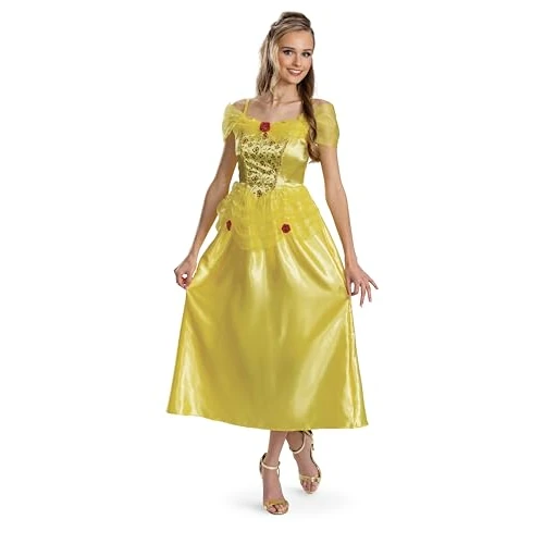 Limited-time offer: Disney Princess Belle Costume for Women, Official Licensed Product by Disguise, Detailed Bodice with Sparkling Roses and Mesh Sleeves, Peplum Skirt, UK 10-12 from 24.07 GBP to 20.40 GBP (save 15%)