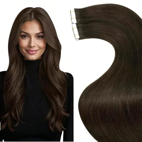 Offerta a tempo: LaaVoo Extension Biadesive Capelli Veri Castano Scuro 20pz Extension Capelli Biadesivo Lisci Remy Extension Capelli Veri Invisibile Adesive 30g 30cm #2 - 35% da 26.36 € a 17.06 €