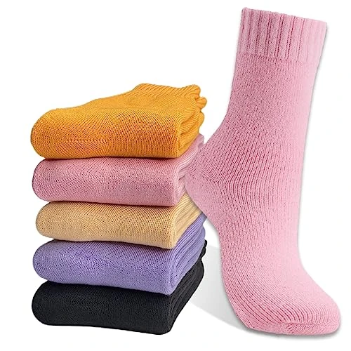 Limitiertes Angebot: Hocerlu Thermosocken Damen, Dicke Warme Kuschelsocken Damen 5 Paar Wintersocken WollSocken Bunte Weich WanderSocken Geschenke Socken für Frauen, EU-Größe 35-42 von 13.99 EUR auf 8.99 EUR (Spare 36%)