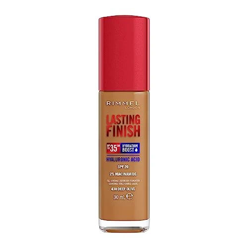 Zeitlich begrenztes Angebot: Rimmel London Lasting Finish 35 Hour Long Lasting Foundation Moisturizing Vegan Formula Full Cover 30ml 430 Deep Oliven von 14.99 € auf 12.99 € (13.34% Rabatt)