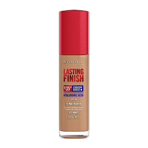 Offerta a tempo: Rimmel London Lasting Finish 35H, 303 Honey, fondotinta, lunga tenuta, idratante, formula vegana, alta coprenza, 30ml - 55% da 11.12 € a 4.96 €
