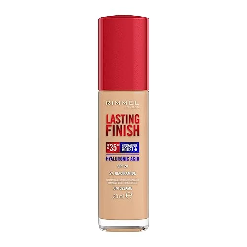 Offerta a tempo: Rimmel London Lasting Finish 35 Hour, fondotinta, lunga durata, idratante, formula vegana, copertura totale, 30 ml, 070 Sesamo - 0.00% da 7.00 € a 7.00 €