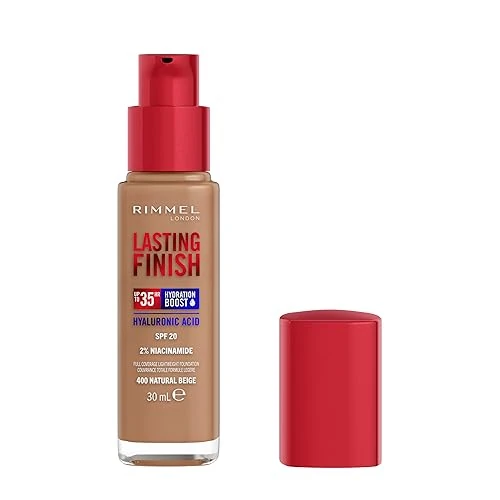 Zeitlich begrenztes Angebot: Rimmel Lasting Finish 35Hr Foundation, 400 Natural Beige, volle Abdeckung, feuchtigkeitsspendend, LSF20, Hyaluronsäure, Vitamin E, 2% Niacinamid, ganztägig, vegan, tierversuchsfrei von 14.42 € auf 10.54 € (27% Rabatt)