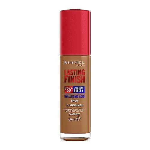 Offerta a tempo: Rimmel London Lasting Finish fino a 35 ore, fondotinta, lunga durata, idratante, formula vegana, copertura totale, 30 ml, 500 Toffee - 0% da 9.40 € a 9.40 €