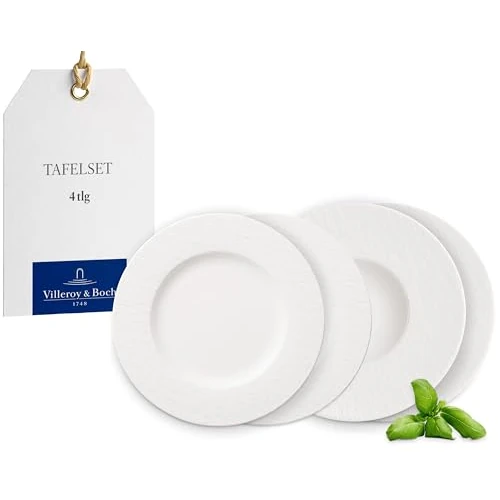 Limited-time offer: Villeroy & Boch – Manufacture Plate Set, 4 pces., Tableware Set for 2 People, Premium Porcelain, White from 89.19 GBP to 89.19 GBP (save 0%)