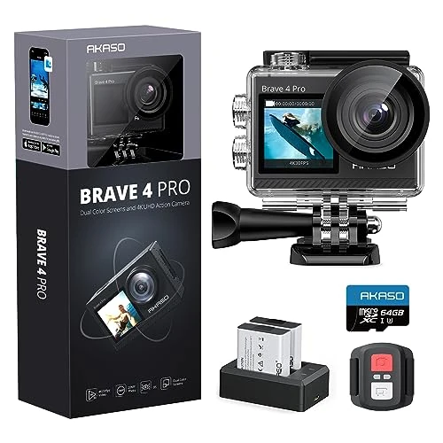 AKASO Brave 4 Pro Action Cam with 64GB U3 Memory Card
