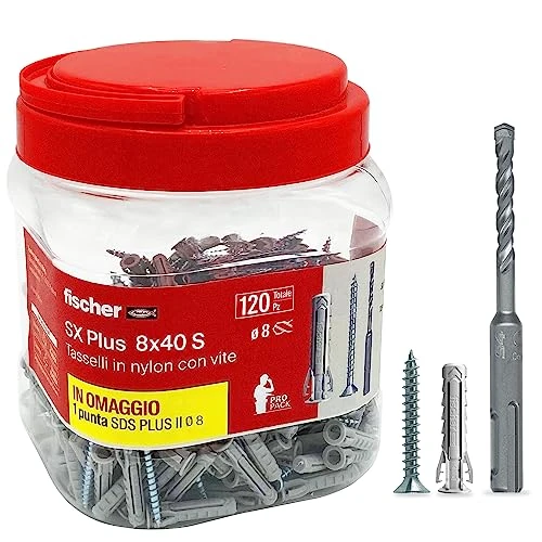 Oferta limitada: fischer Propack SX Plus 8 S, 120 tacos 8 x 40 con tornillo + broca SDS 8 mm, reutilizable, para fijación en hormigón y mampostería 570208 de 17.72 € a 17.72 € (ahorro 0.00%)