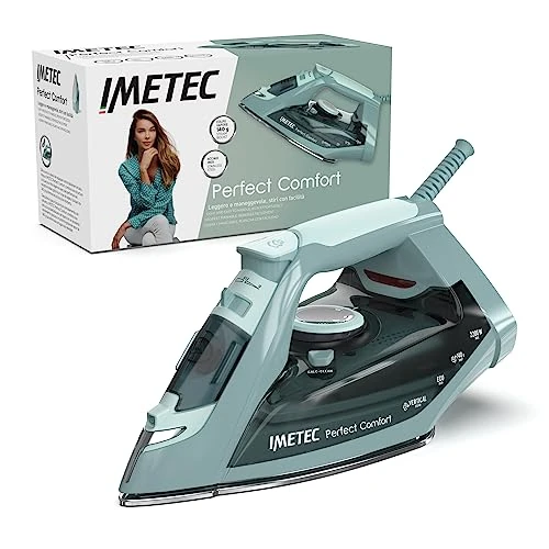Imetec Perfect Comfort, Steam Iron, Lightweight, Handy, Anti-Limescale Protection, Steam Pressure 140g, Stainless Steel Sole, 2200W, Ergonomic Handle, Energy Saving Technology