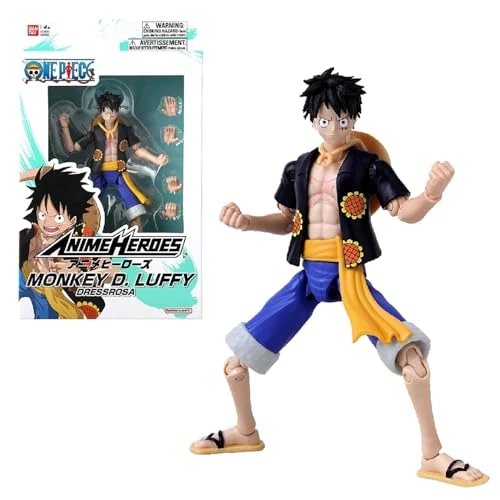 Offerta a tempo: Bandai - Anime Heroes - One Piece - Figura Anime Heroes da 17 cm - Rufy - Monkey D. Rufy Versione Dressrosa - Licenza ufficiale - Figura articolata- Giocattolo per bambini dai 4 anni in su - 37007 - 48% da 38.81 € a 19.99 €