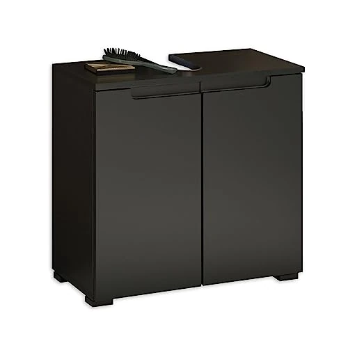 SPICE Bathroom Vanity Unit in Matt Black - Bathroom Cabinet with Lots of Storage Space - 60 x 57.5 x 32 cm (W x H x D)