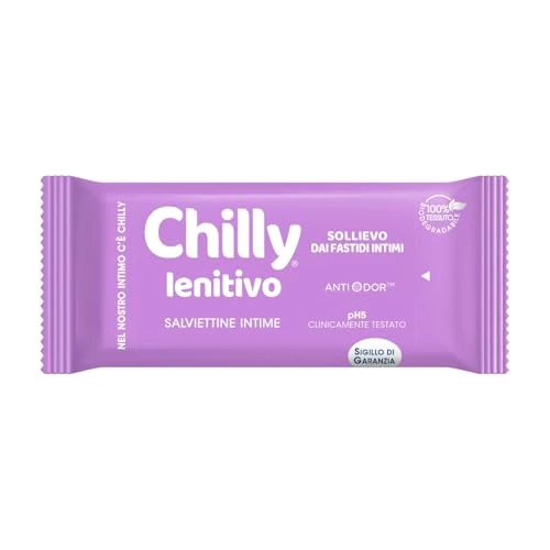 Offerta a tempo: Chilly, Salviettine Intime Lenitivo, Sollievo dai fastidi intimi, con Bisabololo dalle proprietà dermocalmanti, pH 5, Clinicamente Testato, Tessuto 100% Biodegradabile, 1 Confezione da 12 Salviettine - 32% da 2.49 € a 1.70 €