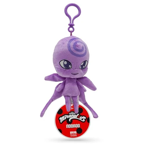 Offerta a tempo: Miraculous Ladybug Nooroo Kwami a grandezza naturale (12 cm), giocattolo di peluche da collezione, per bambini, peluche molto morbido, con occhi ricamati e portachiavi e gancio per zaino (Wyncor) - 0.00% da 14.99 € a 14.99 €