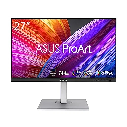 ASUS ProArt PA278CGV - 27 Zoll WQHD Professioneller Monitor - 16:9 IPS, 2560x1440, 144 Hz - ergonomisch, Pivot, Calman, hohe Farbtreue, DisplayHDR 400 - DisplayPort, HDMI, 90W USB-C, USB-Hub, Speaker